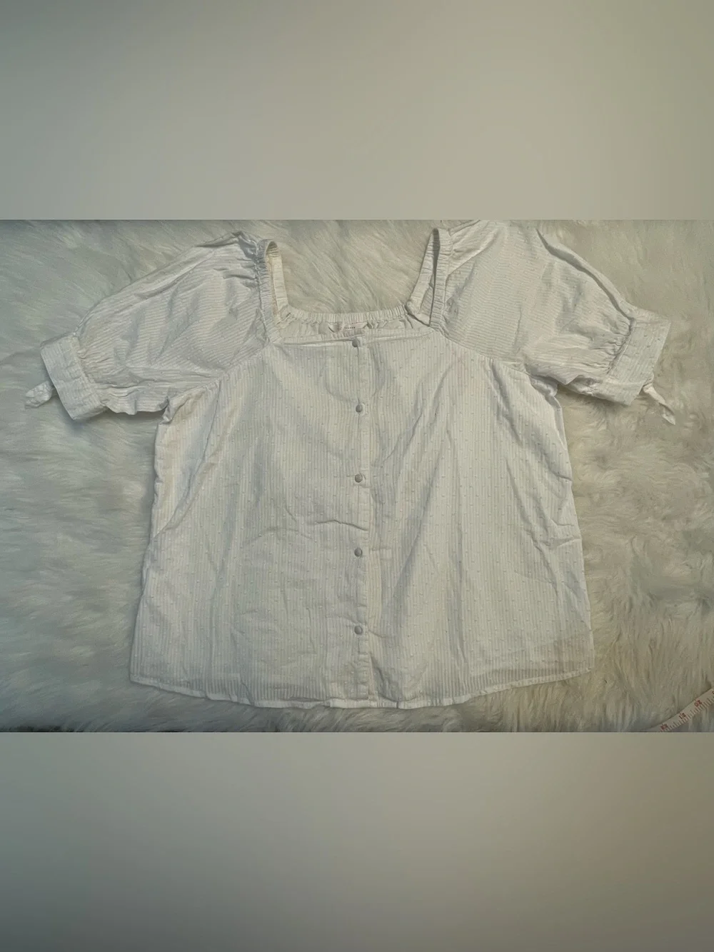 LC Lauren Conrad White Square-Neck Button Front Blouse - Picture 2 of 9